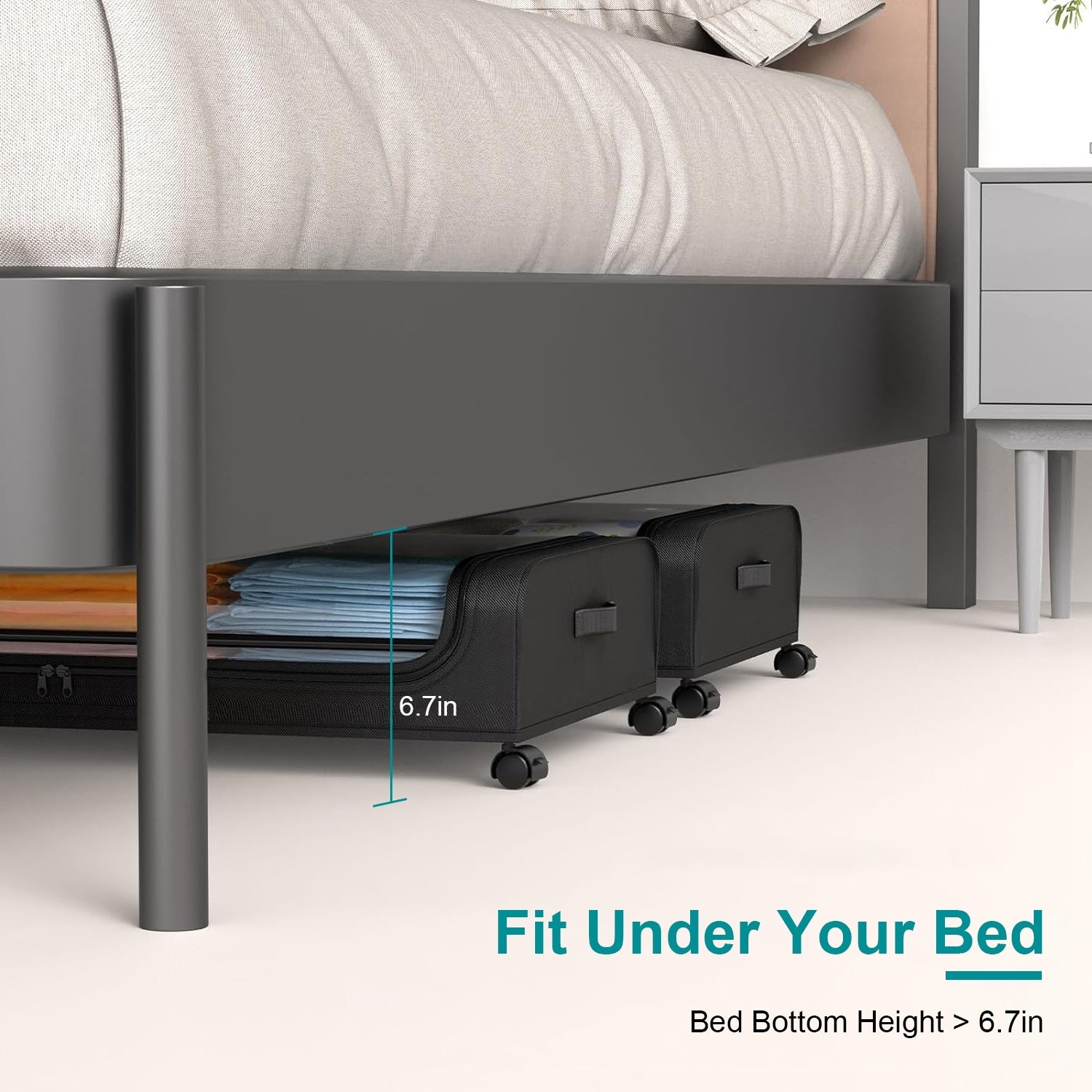 2-Pack Under-Bed Storage Containers – 42L / 11Gal Each, with Lid, Wheels & Handles