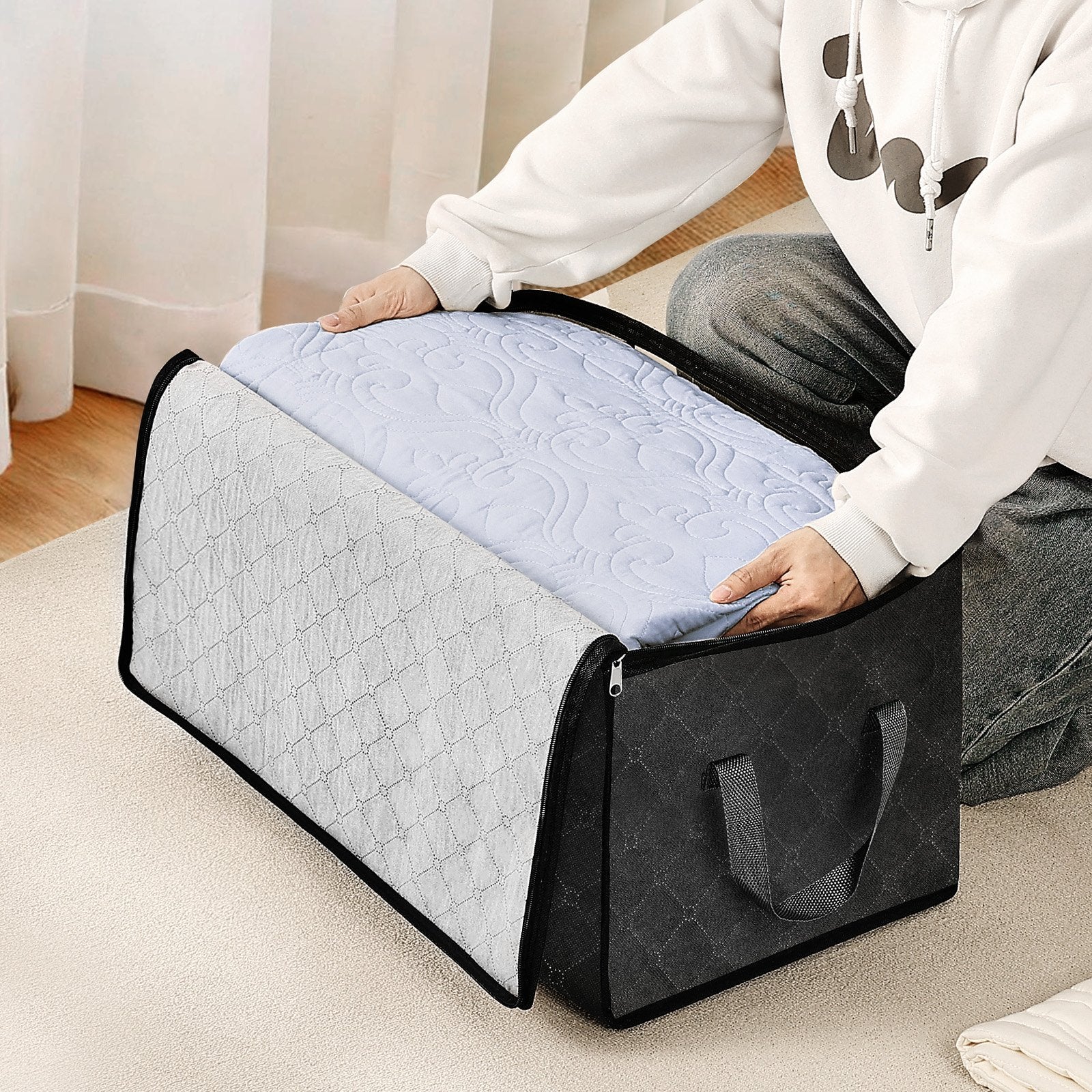 6-Pack Large 90L Clothes Storage Bags – Foldable Fabric Closet Organizers with Handles for Blankets & Bedding