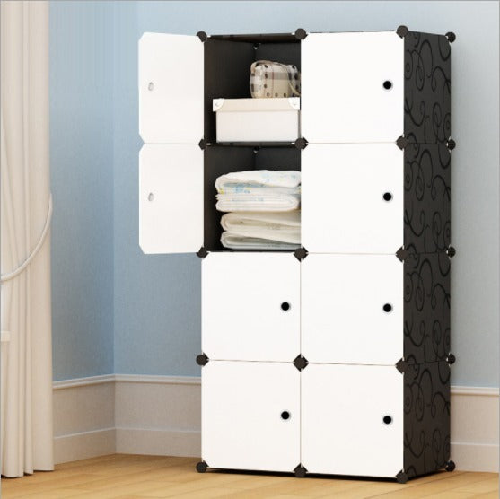 8-Cube Modular Closet Organizer with Hanging Rod – Stackable Plastic Storage Cabinet