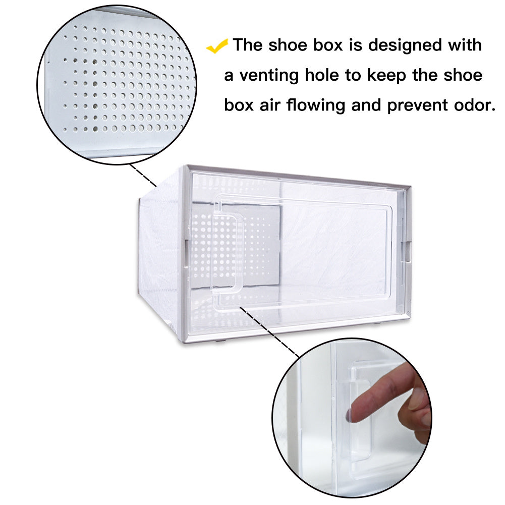 8-Pack Clear Stackable Shoe Storage Boxes – Plastic Organizer Containers for Closet & Sneakers