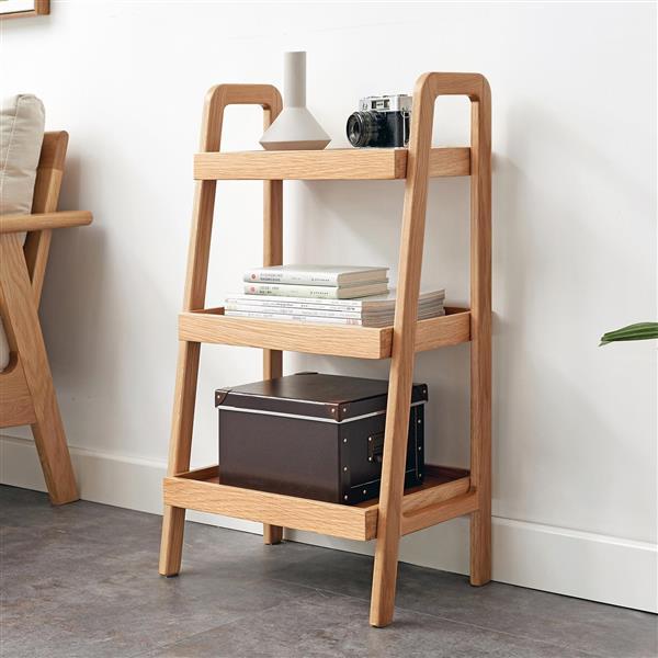 Natural Wood Storage Shelf – 3-Level Organizer for Home, Kitchen & Living Room