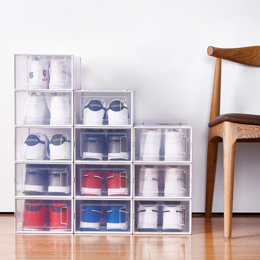 8-Pack Clear Stackable Shoe Storage Boxes – Plastic Organizer Containers for Closet & Sneakers