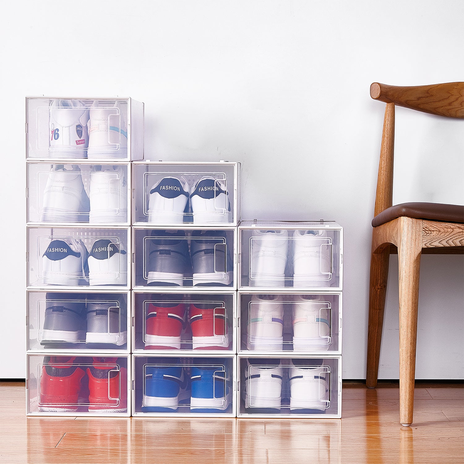 8-Pack Clear Stackable Shoe Storage Boxes – Plastic Organizer Containers for Closet & Sneakers