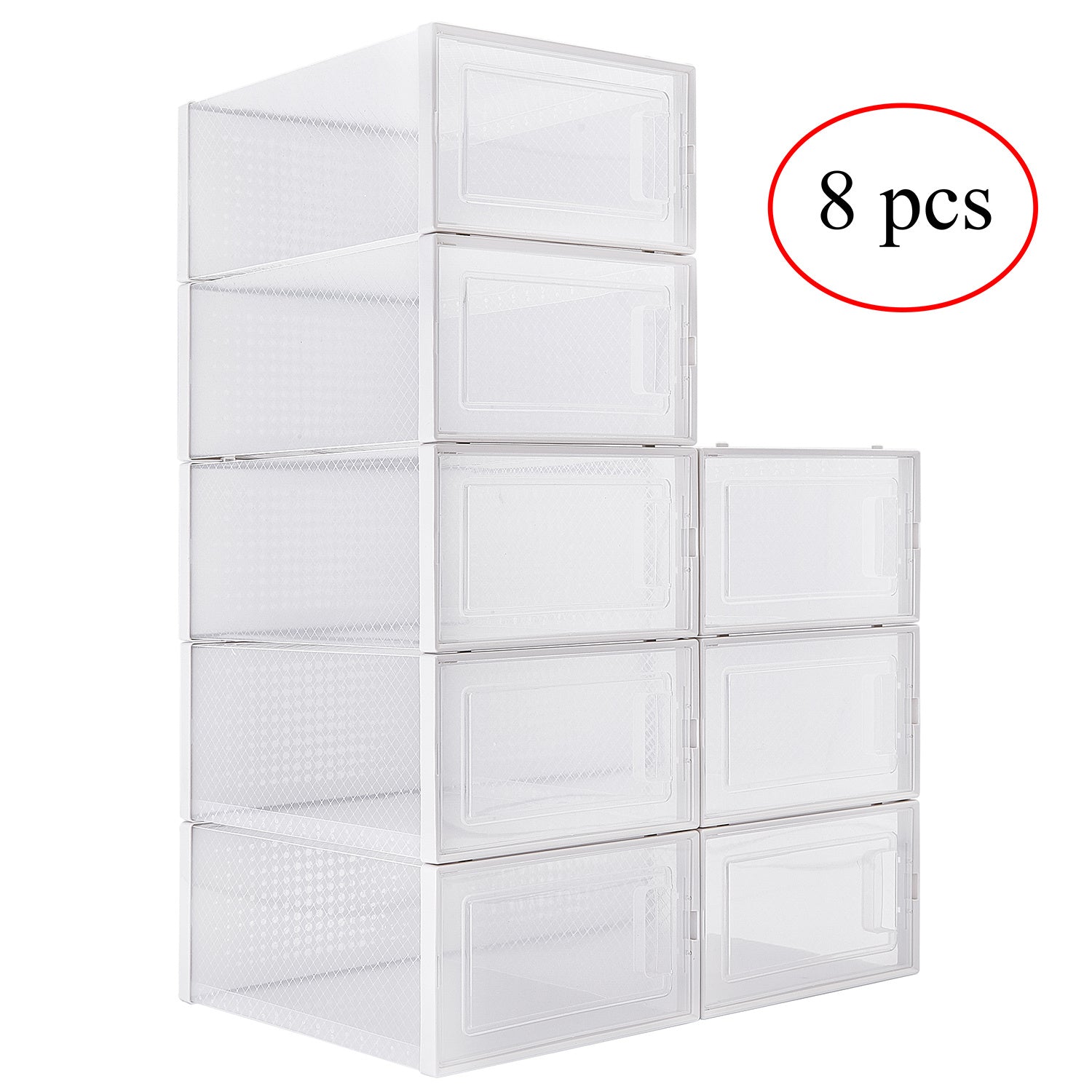 8-Pack Clear Stackable Shoe Storage Boxes – Plastic Organizer Containers for Closet & Sneakers