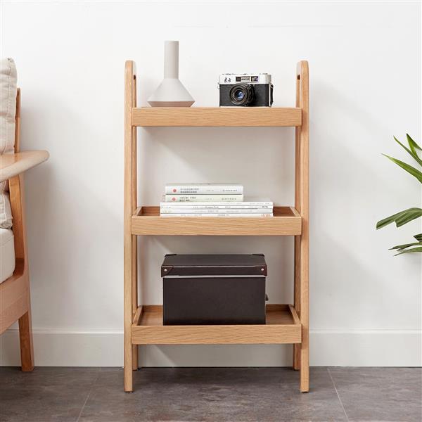 Natural Wood Storage Shelf – 3-Level Organizer for Home, Kitchen & Living Room